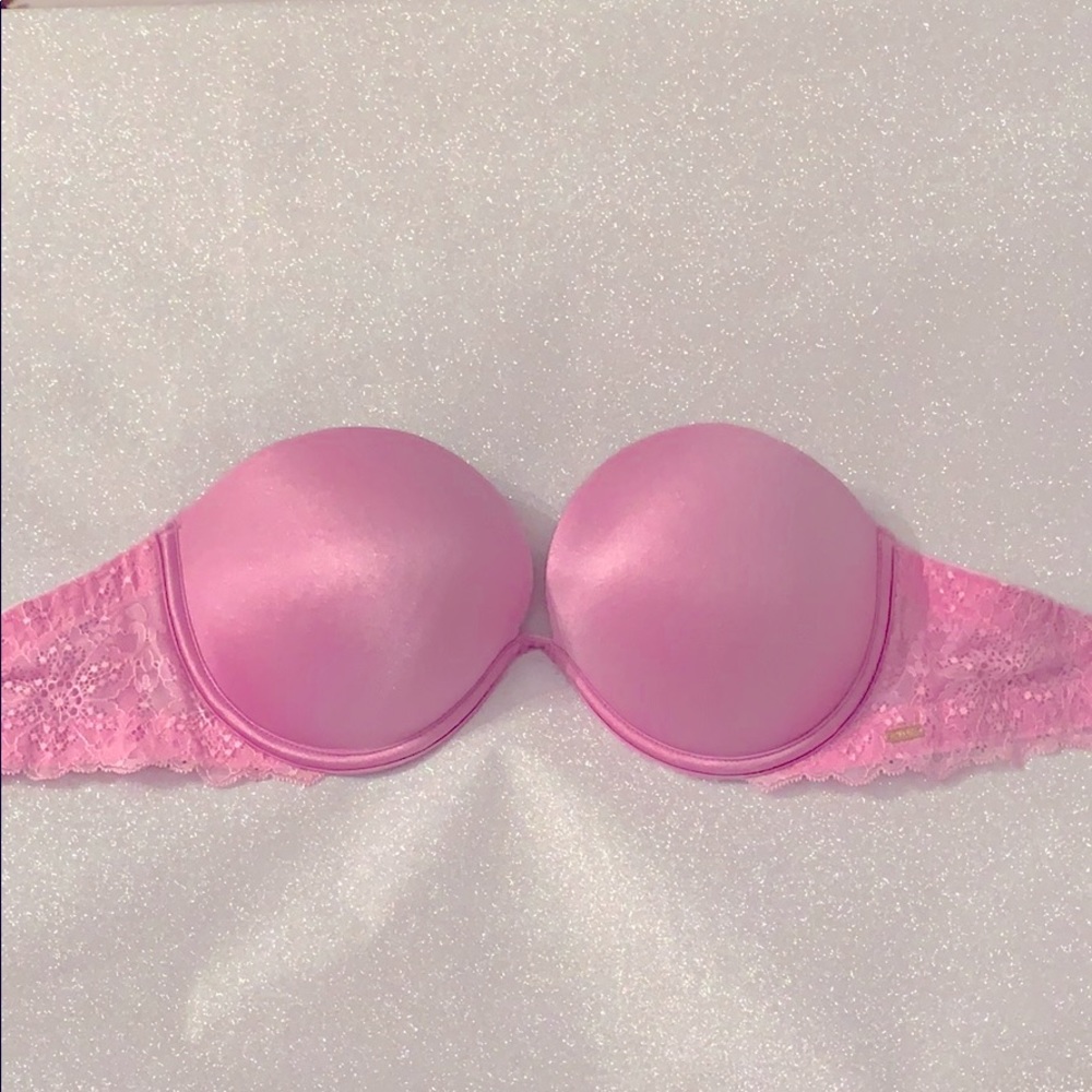 VICTORIA SECRET strapless bra pink sparkle 32 DD
